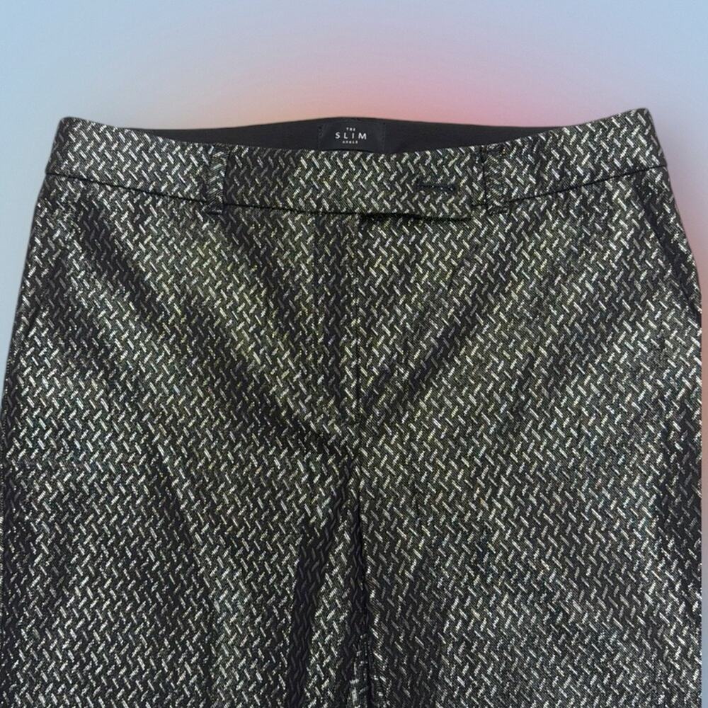 WHBM Women’s 4 Black Metallic Silver THE SLIM ANKLE Pant